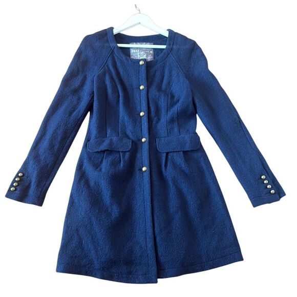 Free People Sargent Military style wool navy peacoat M - Picture 2 of 11